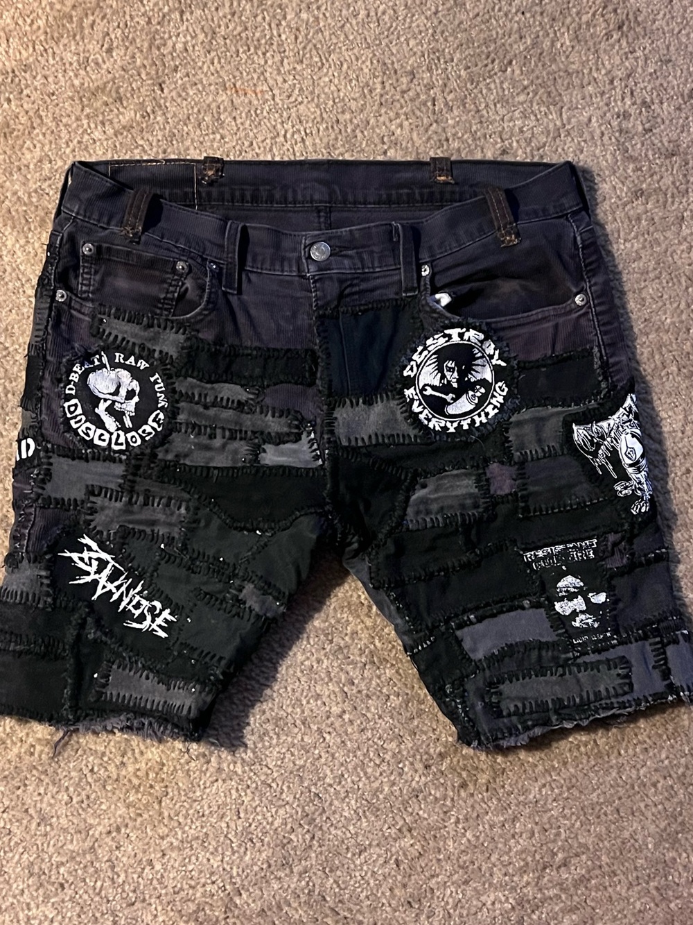 🔥Reasonable offers will be accepted🔥 Crust punk patched shorts D-Beat DIY